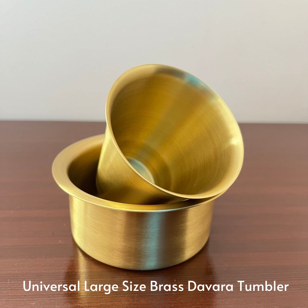 Mannar Craft Store  Premium Brass Tumbler & Dabra set - (Polished)