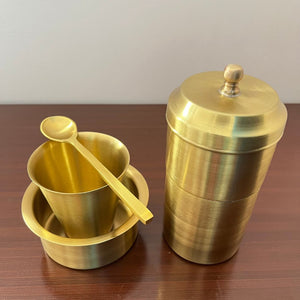 Brass Indian Filter and Davara Tumbler Set